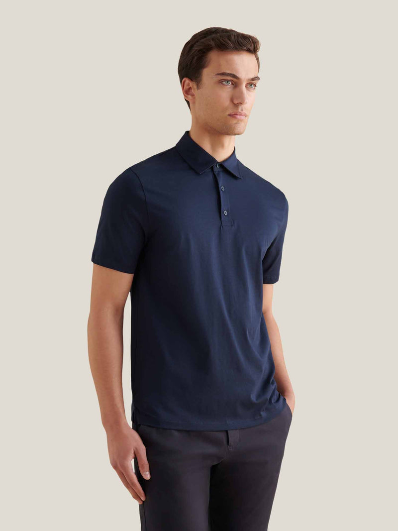 Mercerised Cotton Polo Shirt Dark Sapphire Navy