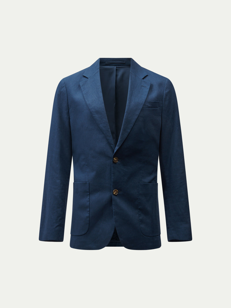Chiltern Linen Blend Travel Blazer in Dark Sapphire Navy