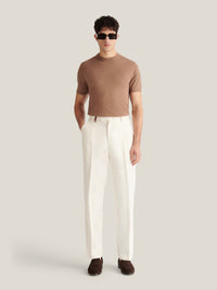 Castello Linen Blend Tailored Trouser in Egret