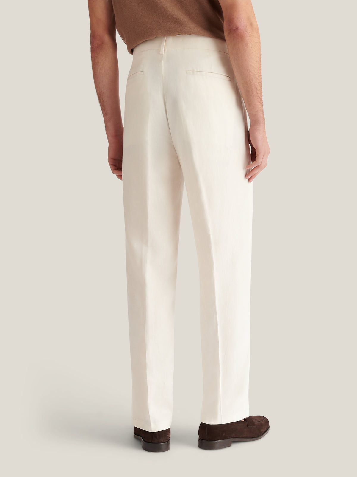 Castello Linen Blend Tailored Trouser in Egret