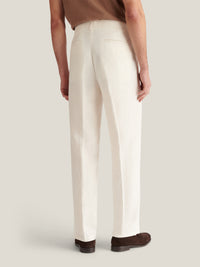 Castello Linen Blend Tailored Trouser in Egret