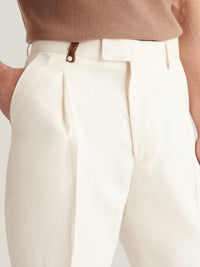 Castello Linen Blend Tailored Trouser in Egret
