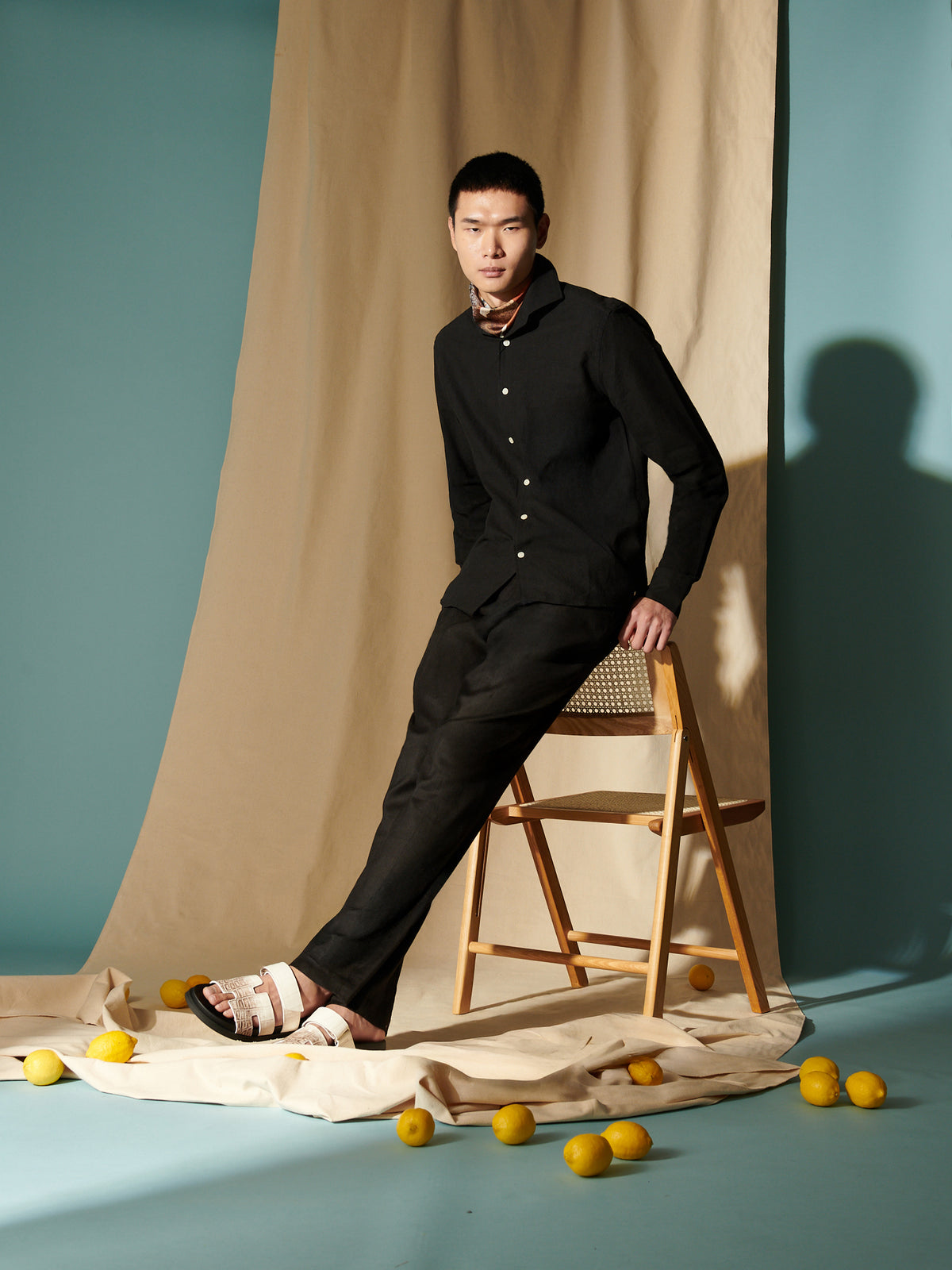 Marina Linen Blend Trouser in Black