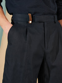 Castello Linen Blend Tailored Short in Dark Sapphire Navy