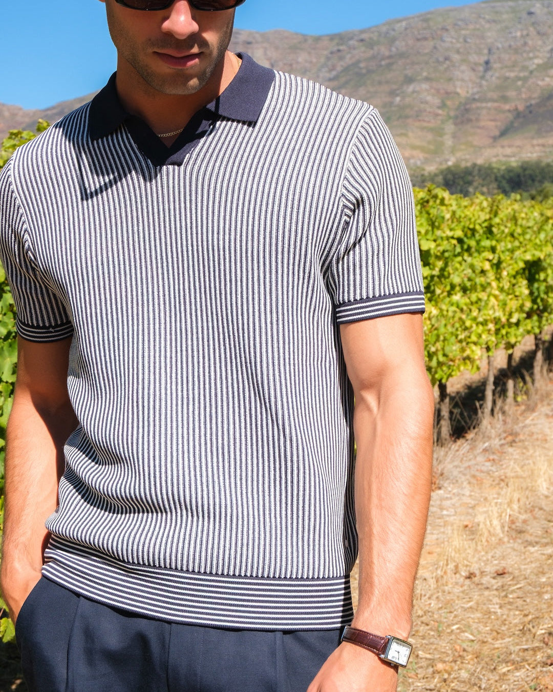 Sidney Revere Knit Polo in Dark Sapphire Navy