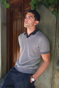 Sidney Revere Knit Polo in Dark Sapphire Navy
