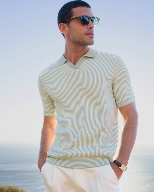 Sidney Revere Knit Polo in Seafoam
