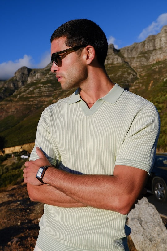 Sidney Revere Knit Polo in Seafoam