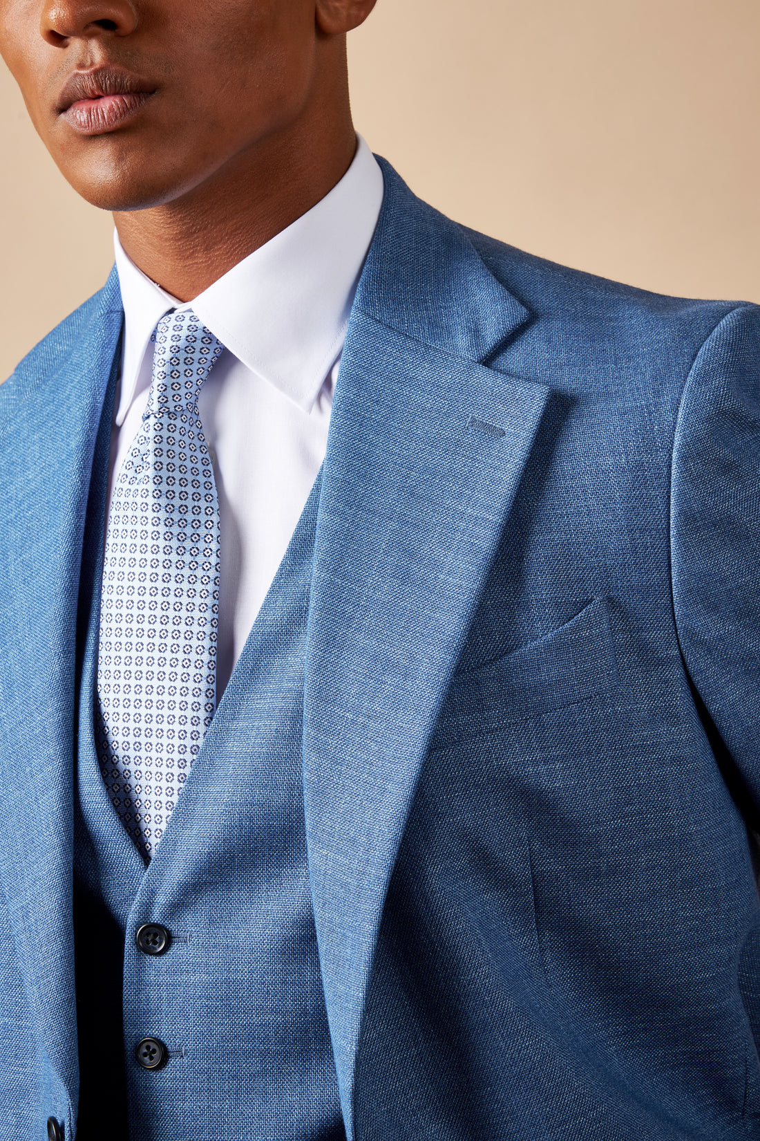 Silk Tonal Ditsy Tie in Cerulean