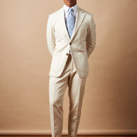 Contemporary Notched Lapel Suit Jacket in Egret