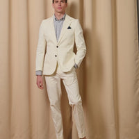 Contemporary Notched Lapel Suit Jacket in Egret