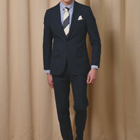 Classic Notched Lapel Suit Jacket in Navy Blue