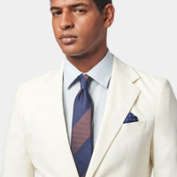 Contemporary Notched Lapel Suit Jacket in Egret