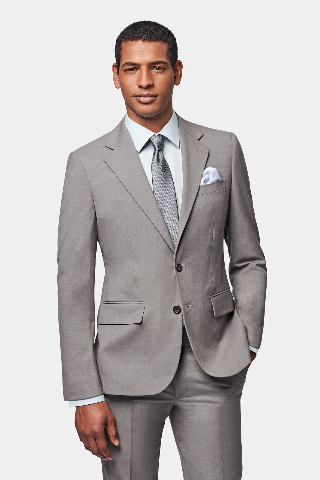 Classic Notched Lapel Suit Jacket in Charcoal Grey