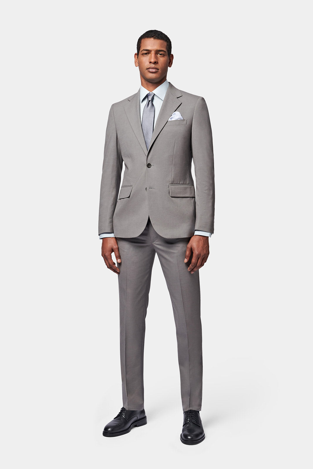 Classic Notched Lapel Suit Jacket in Charcoal Grey
