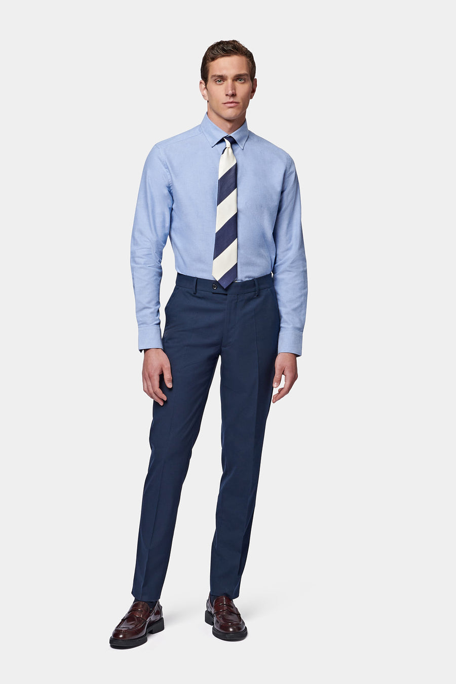 Classic Plain Front Trouser in Navy Blue