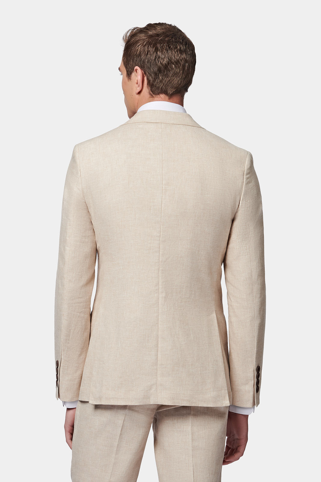 Linen Blend Classic Three Piece Suit in Egret