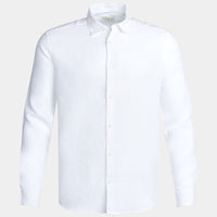 Casual Linen Blend Long Sleeve Shirt in Bright White