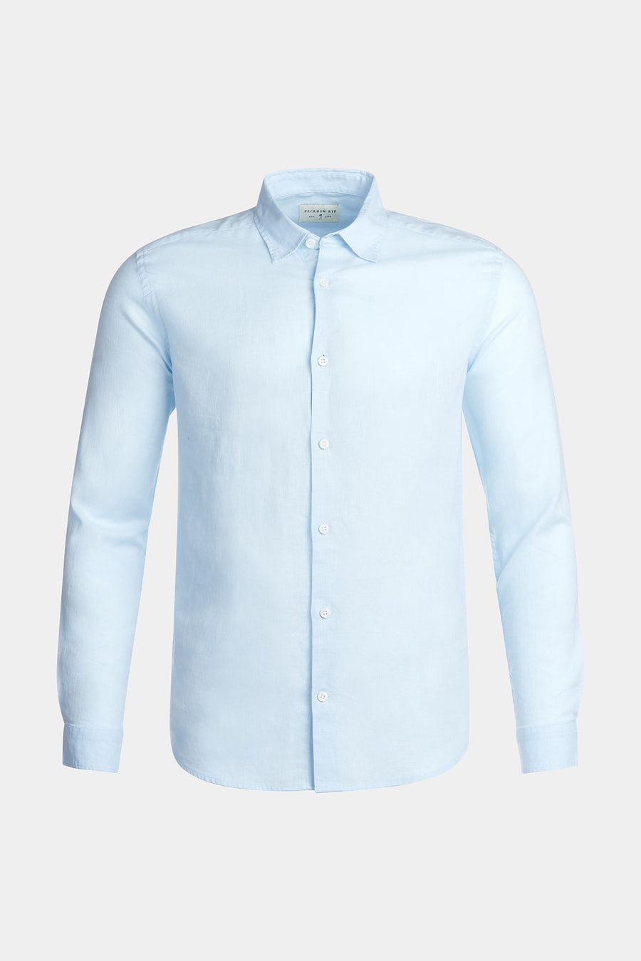 Casual Linen Blend Long Sleeve Shirt in Ice Blue