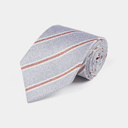 Silk Two Tone Stripe Tie in Grey Marl