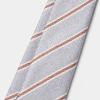 Silk Two Tone Stripe Tie in Grey Marl