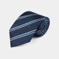 Silk Two Tone Stripe Tie in Midnight Blue