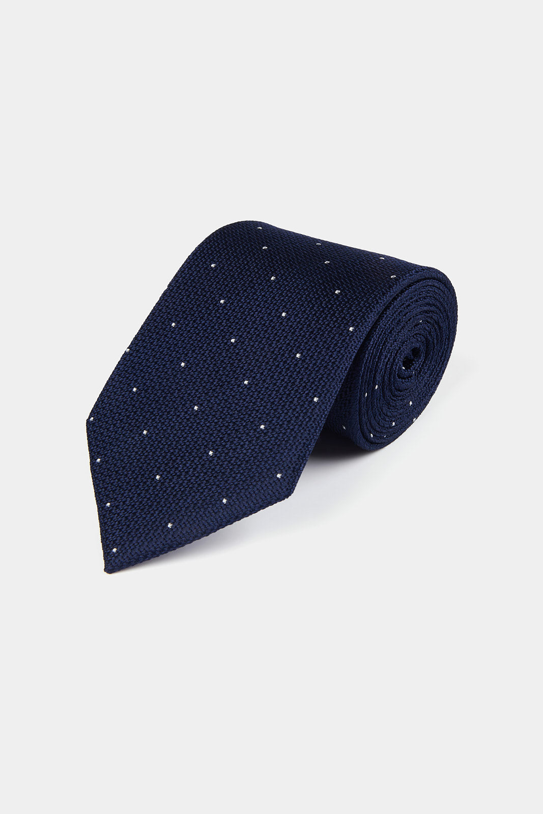 100% Silk Polka Dot Tie in Midnight Blue