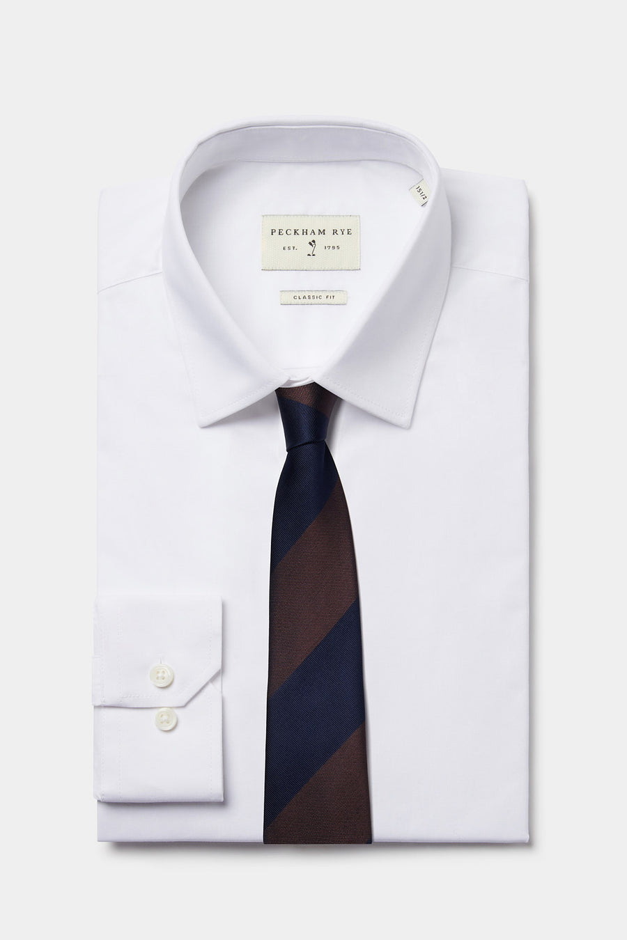 100% Silk Striped Tie in Navy Blue