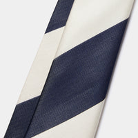 100% Silk Striped Tie in Midnight Blue