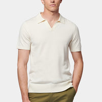 Short Sleeve Knitted Polo in Egret