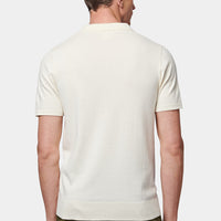 Short Sleeve Knitted Polo in Egret