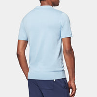 Knitted Short Sleeve V-Neck Polo in Cerulean
