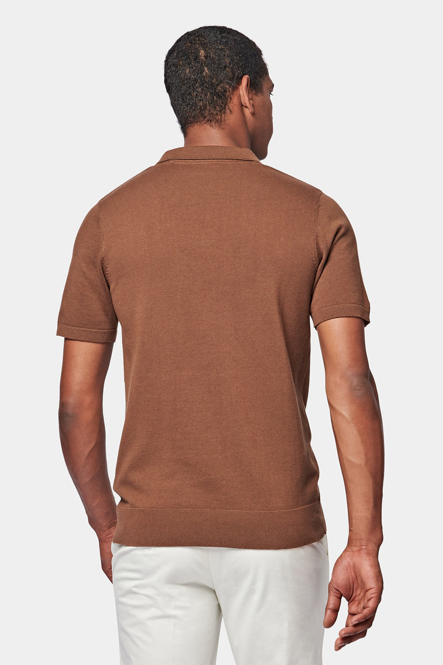 Short Sleeve Knitted Polo in Carafe
