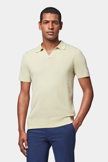 Short Sleeve Knitted Polo in Alfalfa